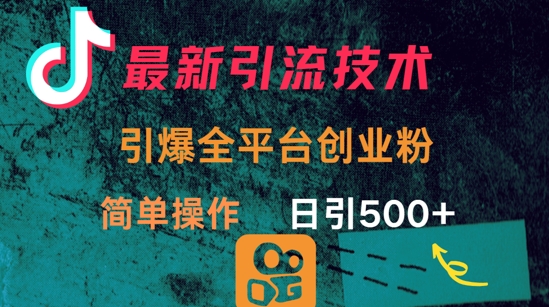 最新引流方法，引爆全平台的一个创业粉，简单操作日引300+-骏阁网