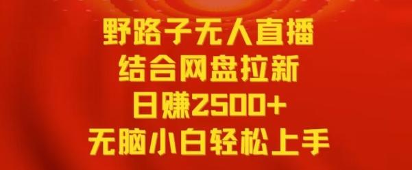 野路子无人直播结合网盘拉新，日赚2500+，小白无脑轻松上手【揭秘】-骏阁网